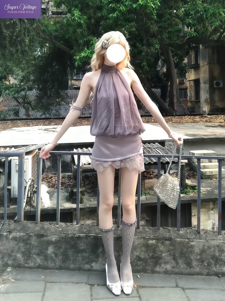 Elastic Lace Trim - Słodki zestaw Lolita 2-częściowy damski: top