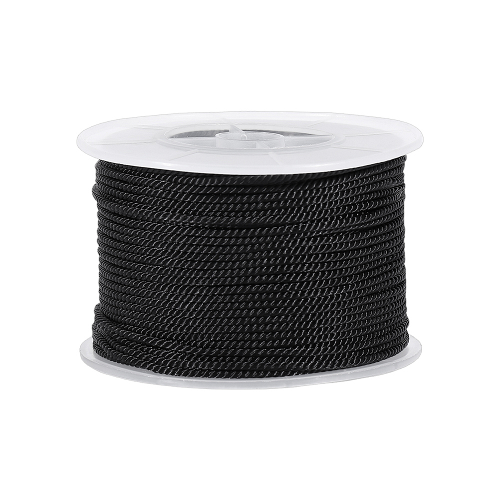 Cord Trim Twisted - 54,68 jardów czarnego skręczonego sznurka ozdobnego