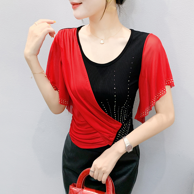 Beaded Trim Fringe - Damski top z siateczki na lato