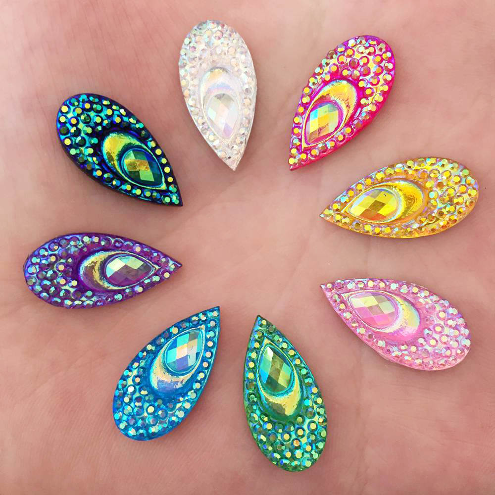 Embellishment Glue Craft - 40 sztuk żywica 10*20mm łezka pawie