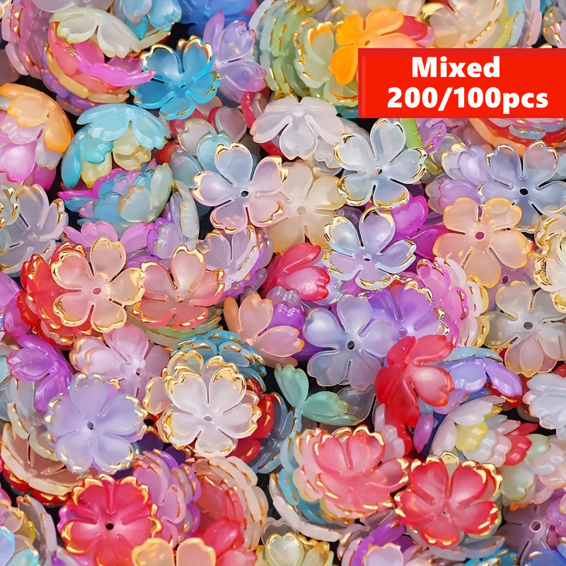 Embroidery Embellishments - 200/100 szt. 15mm Kolorowe Akrylowe Koraliki