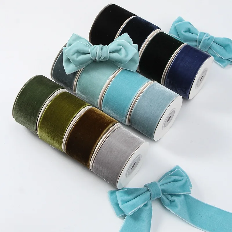 Velvet Ribbon Roll - Klasyczna 5 jardów 6mm-38mm jednostronna aksamitna