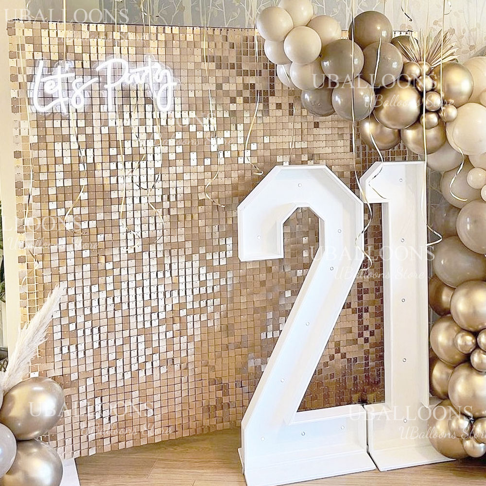 Sequin Fabric Panel - Matowe Beżowe Złote Brokatowe Panele z