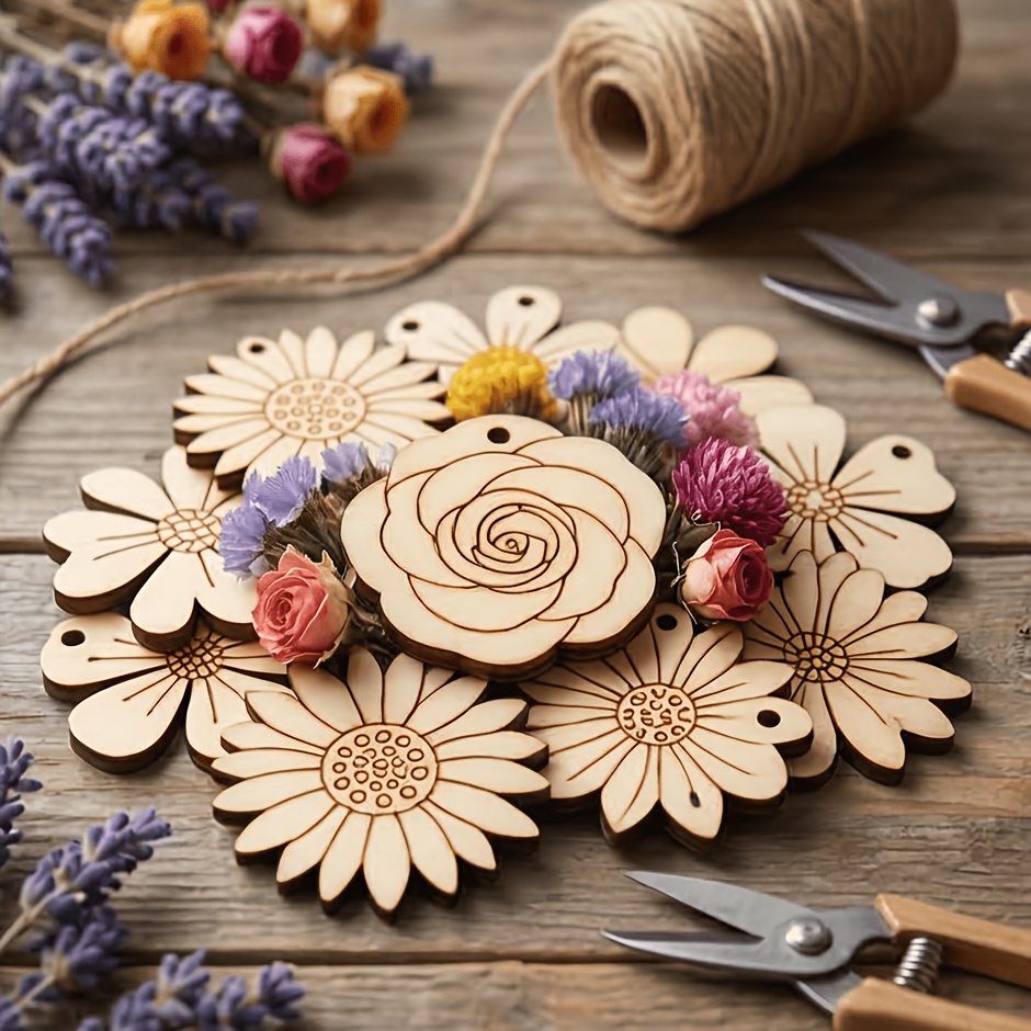 Easter Craft Embellishment Set - 50 sztuk/zestaw 35mm Mieszane Drewniane Plasterki