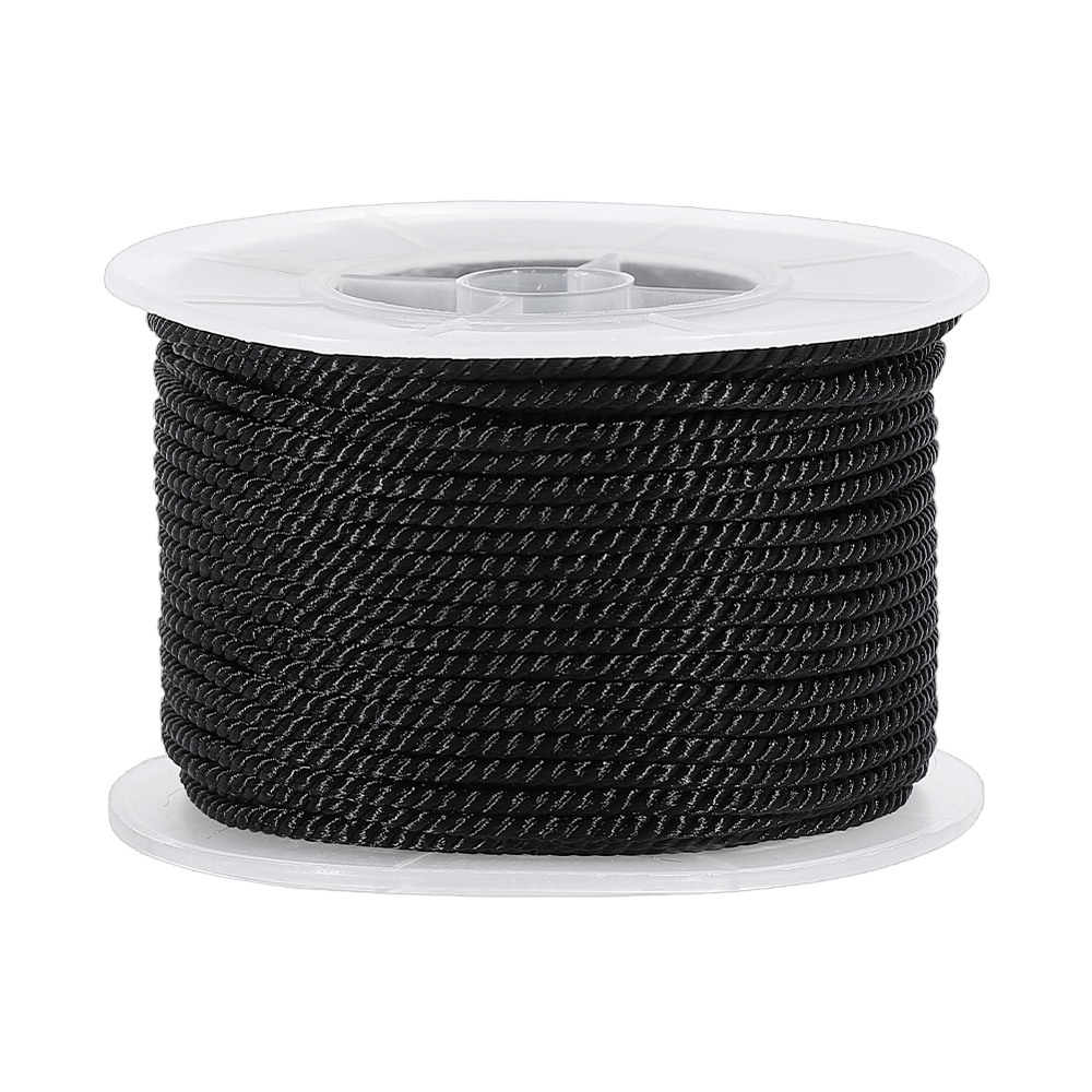Cord Trim Twisted - 27,34 jardy czarnego skręcanego sznurka ozdobnego