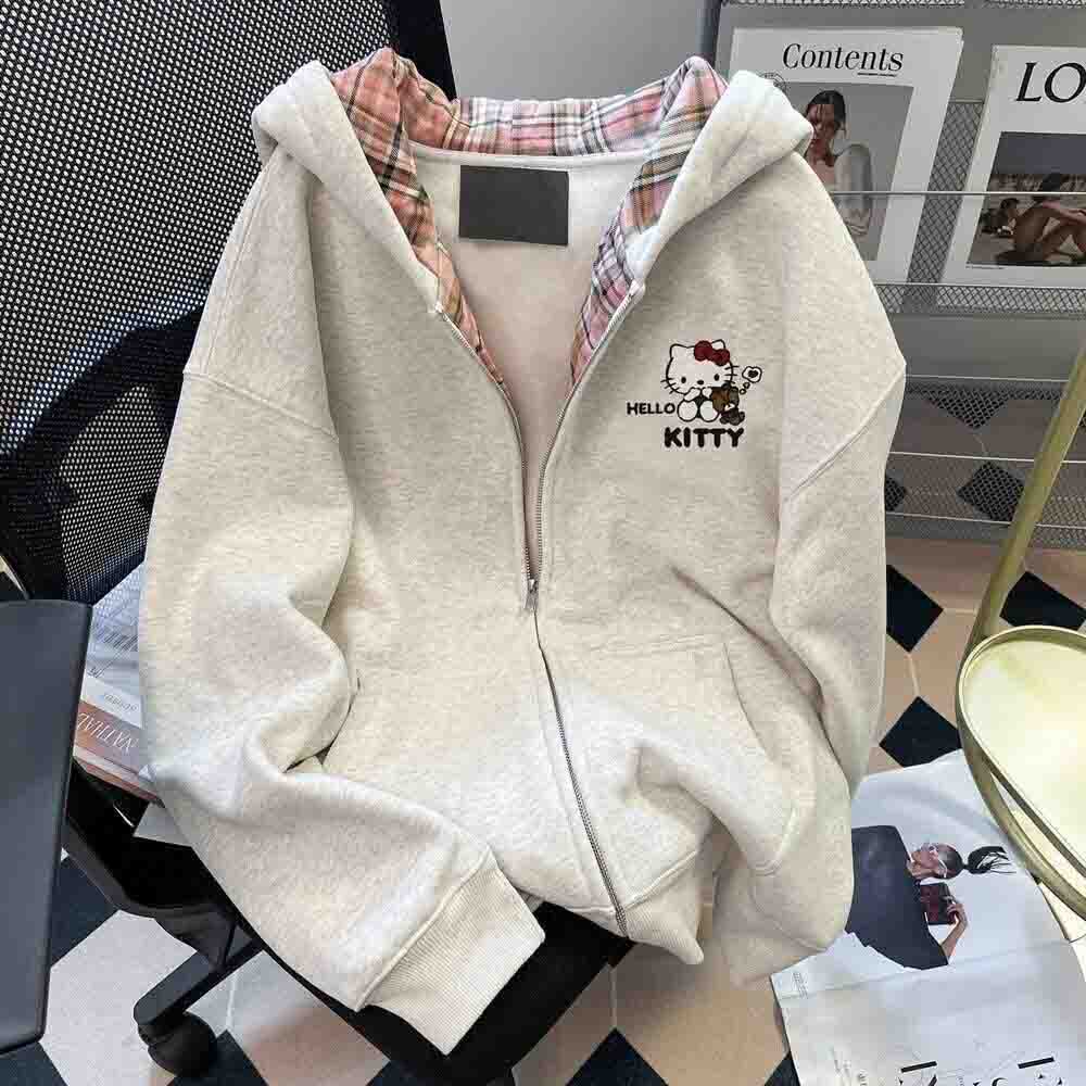 Embellish Knit - Damska bluza z kapturem Hello Kitty,