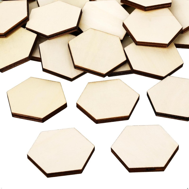 Craft Embellishments - 50 SZTUK 4CM Niedokończone Drewniane Sześciokąty
