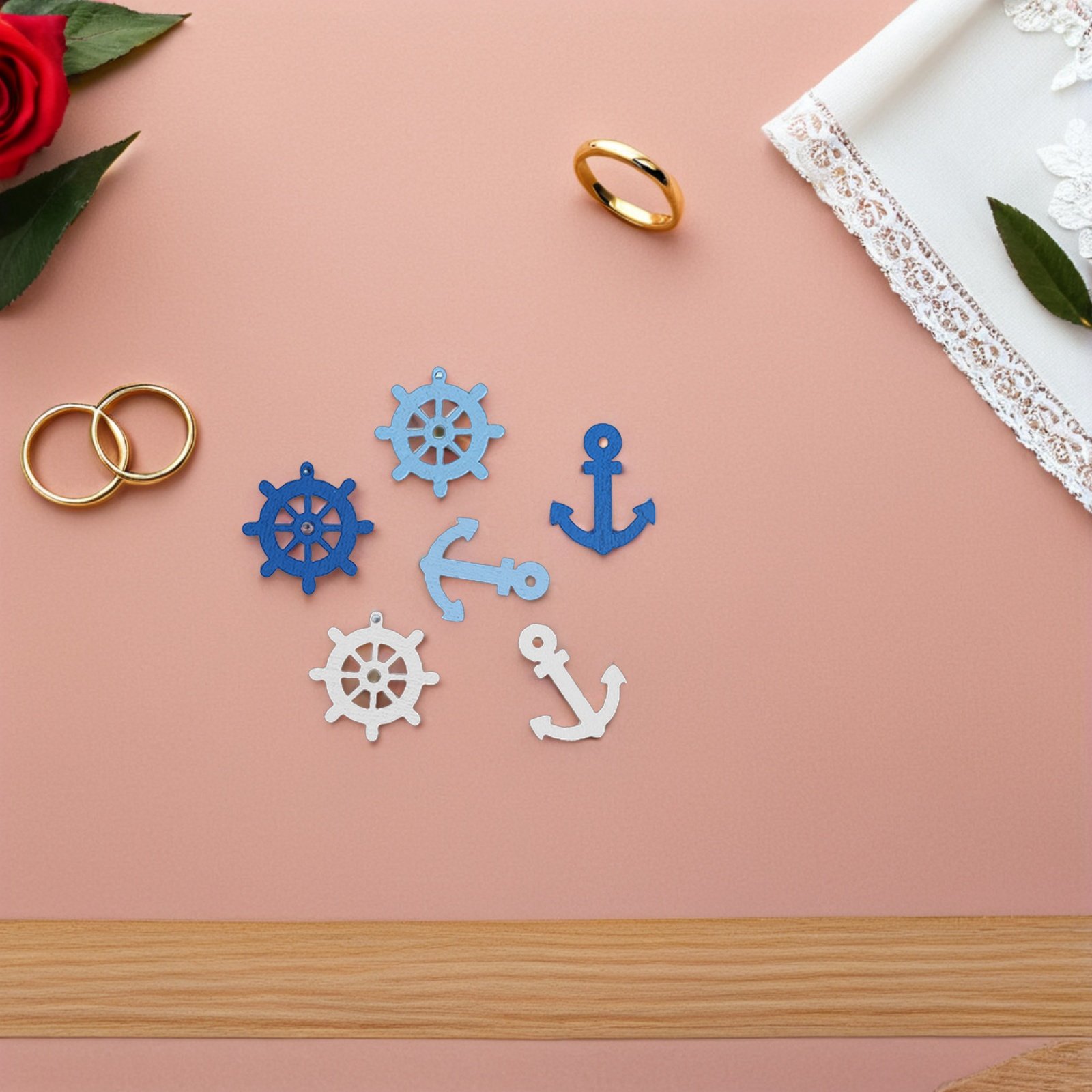 Embellishments For Scrapbooking - 100 szt. Drewniane Mini Zawieszki Kotwice