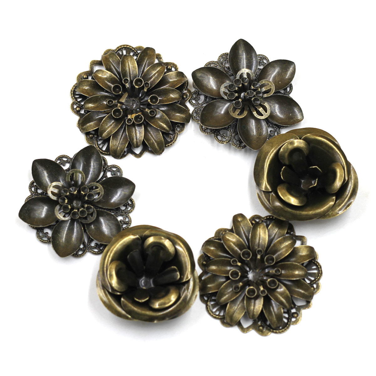 Embellishment Crafts - 6 szt. Ozdoby połączenie kwiatowy wzór