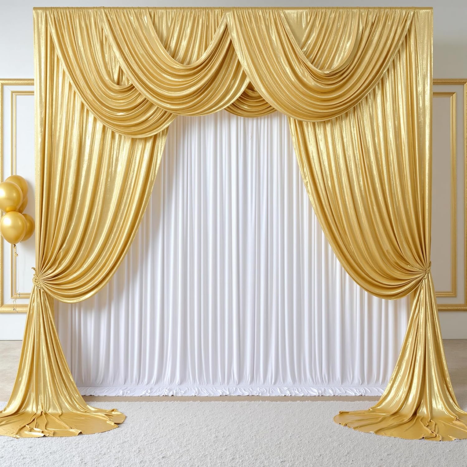 Sequin Fabric Panel - 2.3x7FT Bezskładkowa, brokatowa, złota cekinowa kurtyna