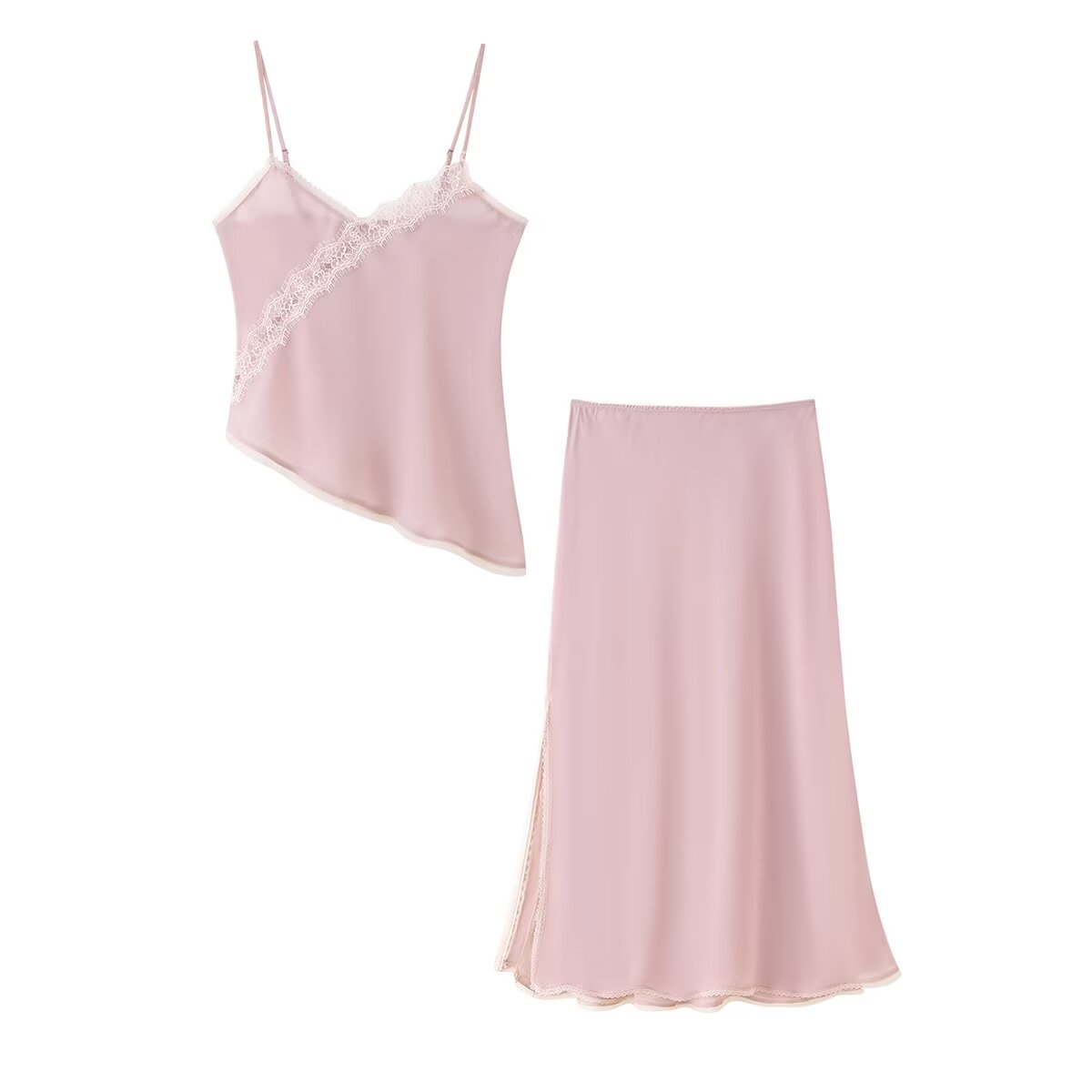 Elastic Lace Trim - Tidalyf 2025 Damski Różowy Komplet: Top
