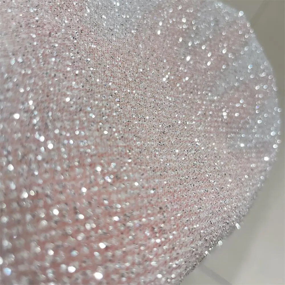 Crystal Mesh Fabric - Superdensity-srebrna przędza siatkowa z brokatem, gorący