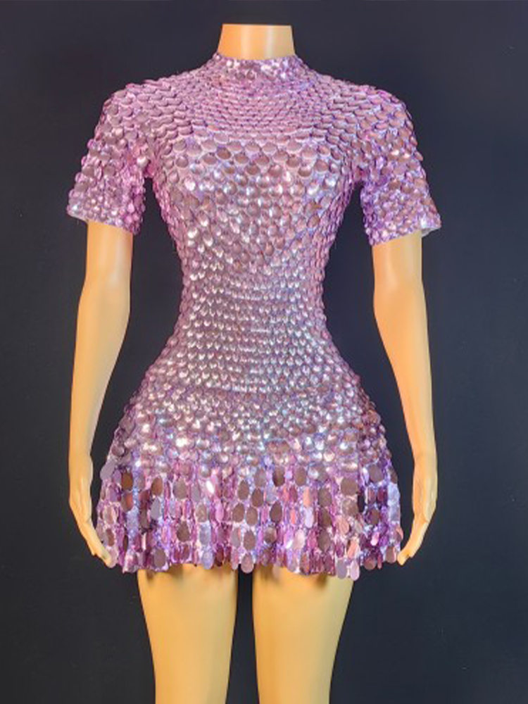 Urocza sukienka Mini z cekinam – Rhinestone Banding Trim recenzja i cena