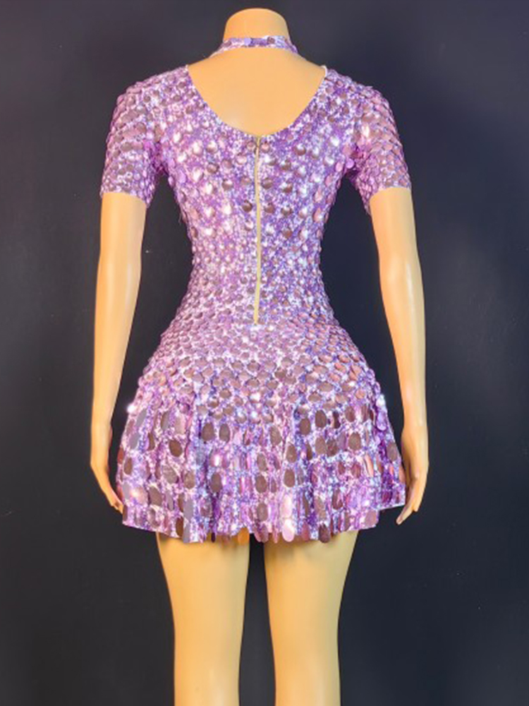Urocza sukienka Mini z cekinam – Rhinestone Banding Trim recenzja i cena