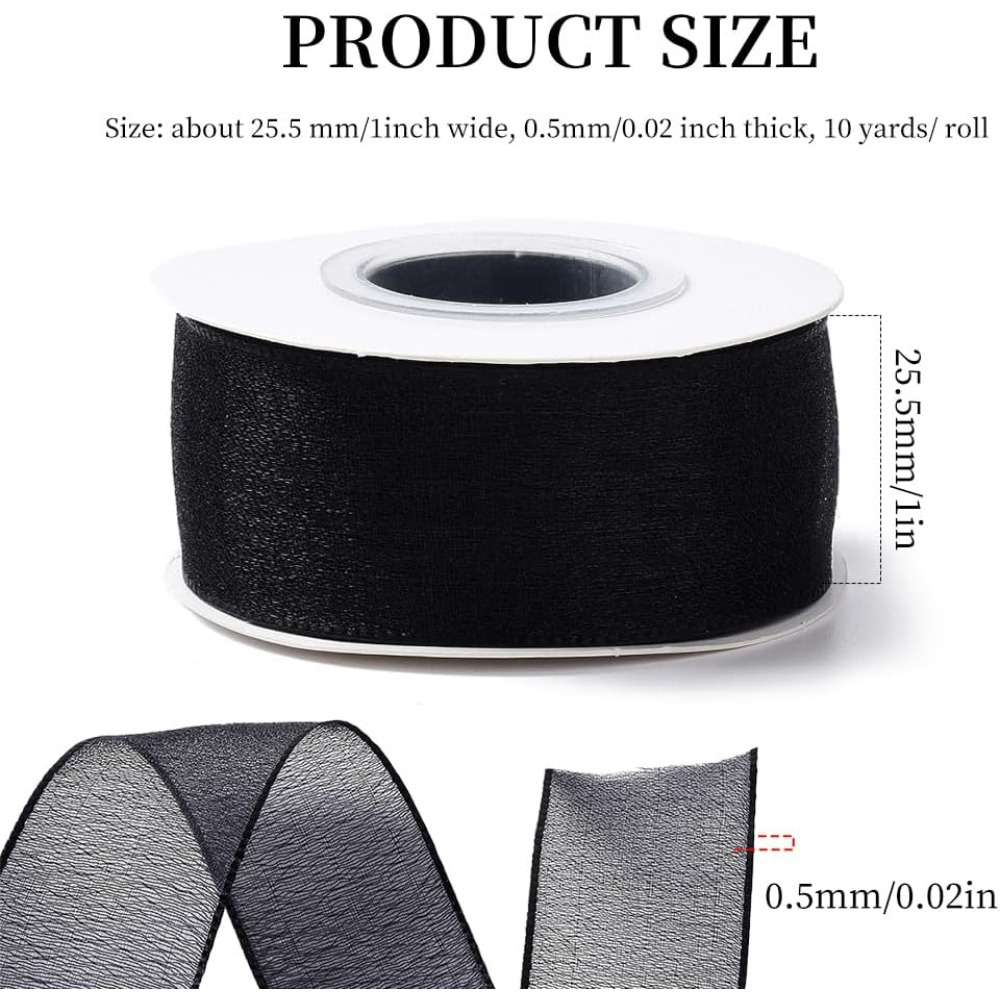 1-calowa czarna wstążka z orga – Organza Ribbon Spool recenzja i cena