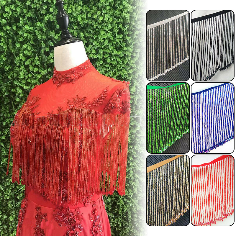 90x15cm kryształowe frędzle ko – Beaded Trim Fringe recenzja i cena