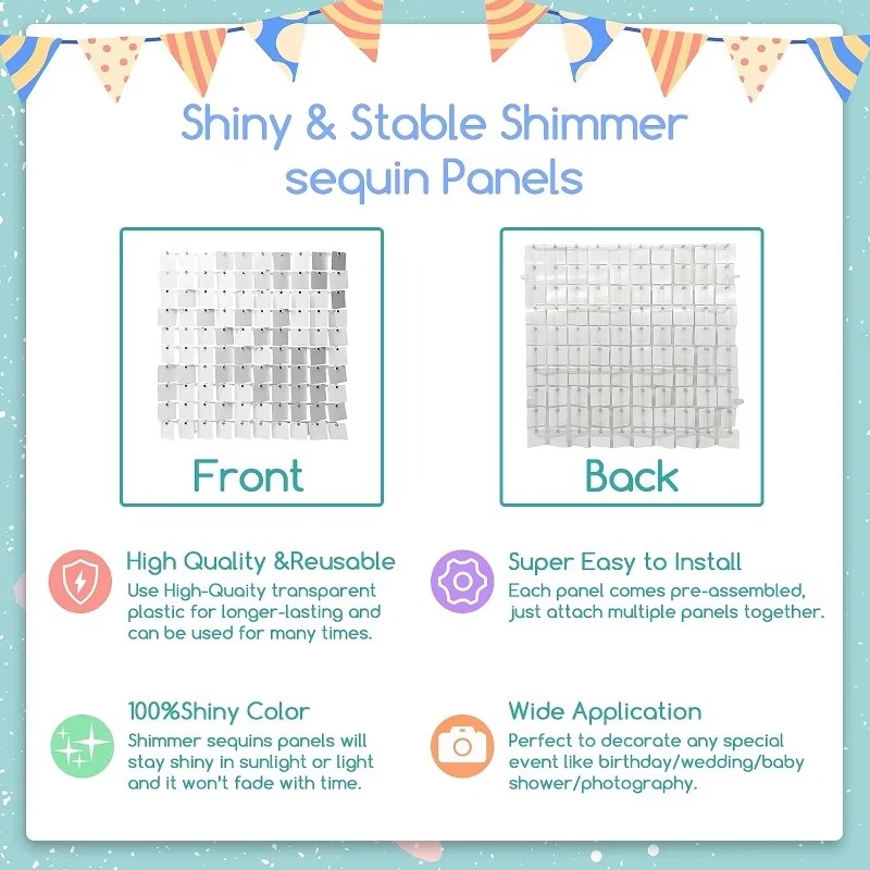 12/16/18/24 SZT. Błyszczące Tł – Sequin Fabric Panel recenzja i cena