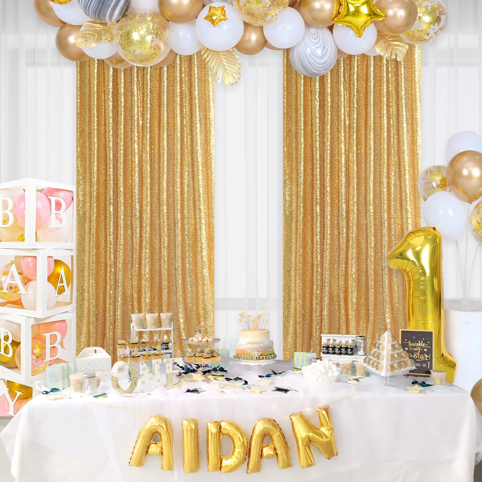 2PCS Gold Sequin Party Backdro – Sequin Fabric Panel recenzja i cena
