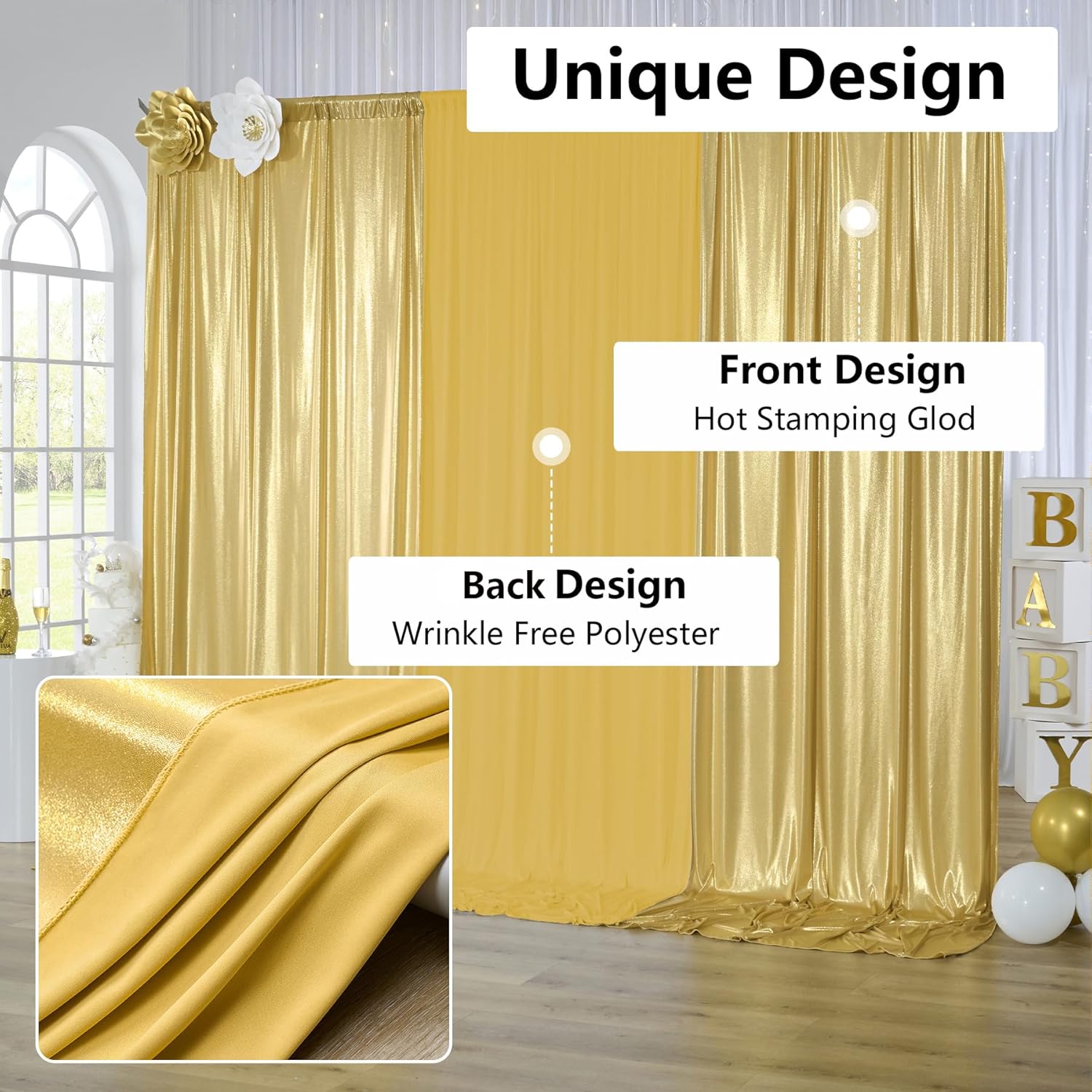 2.3x7FT Bezskładkowa, brokatow – Sequin Fabric Panel recenzja i cena
