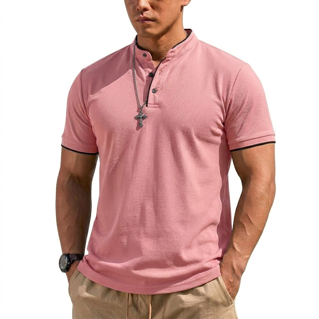 Letnia koszulka Henley z krótk – Embellish Knit recenzja i cena